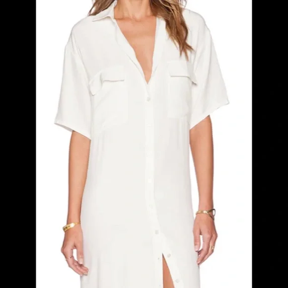 Frame Denim | Dresses | Frame Denim Size Small Ivory Cream Off White Shirt  Dress With Pockets | Poshmark